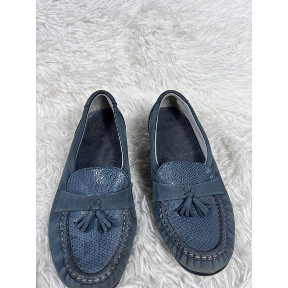 SAS Women’s Shoes Soft Blue Suede Taylor Slip On Wedge Onyx Size 6.5M - Picture 1 of 14